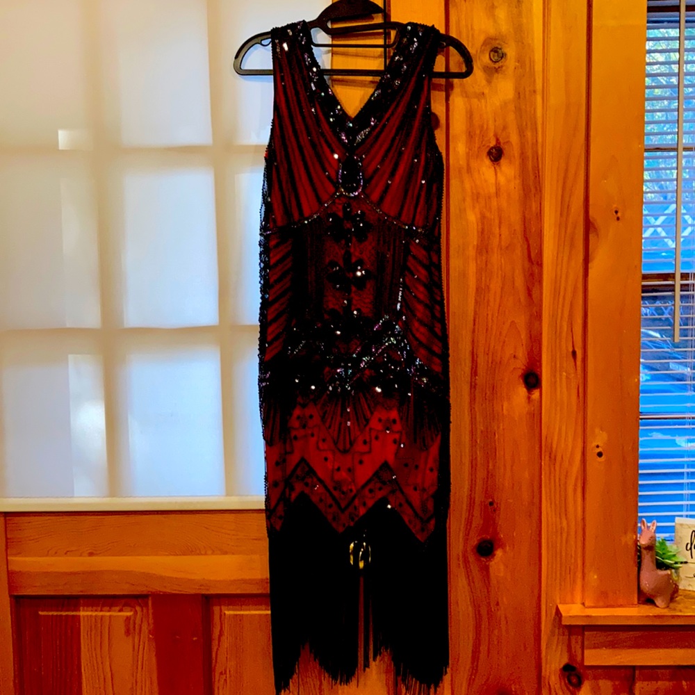 Red flapper girl dress
